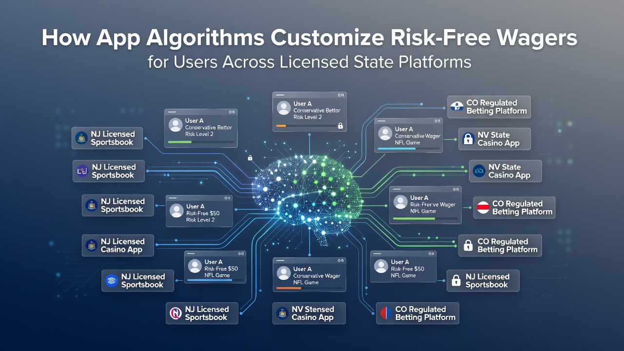 Mobile app interface displaying customized risk-free wager options on a licensed state betting platform