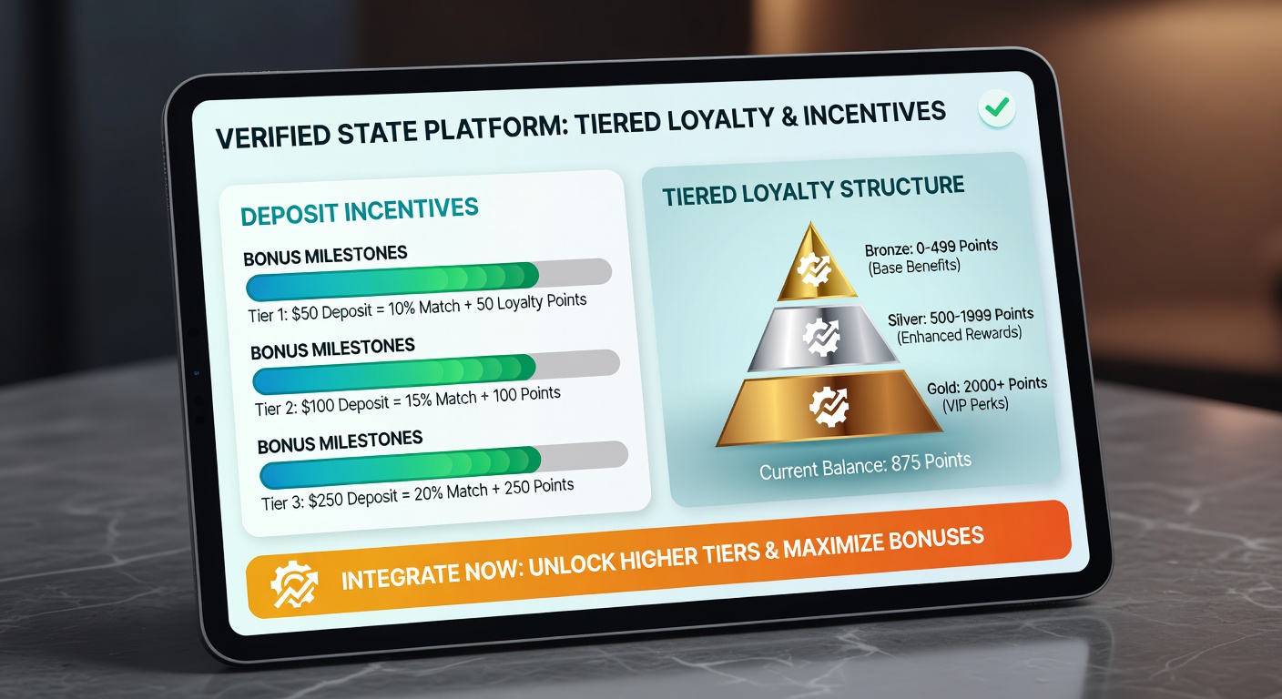 Loyalty tier dashboard integrated with deposit bonus options