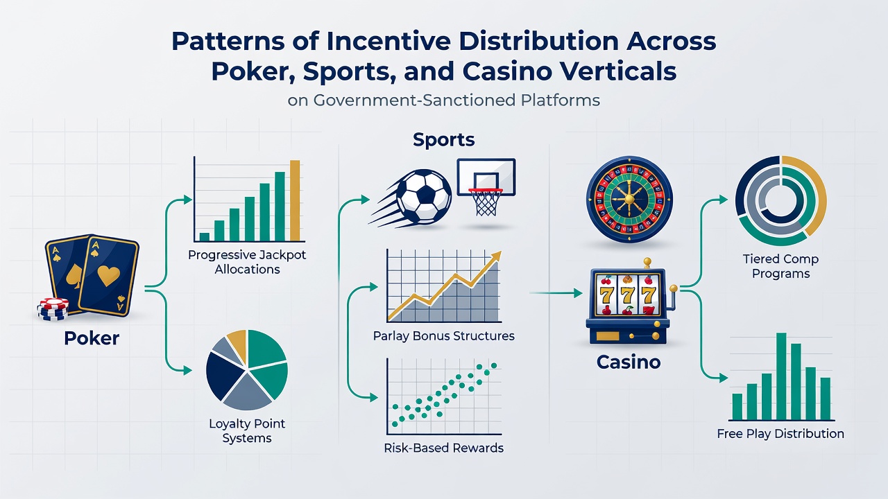 Chart illustrating how loyalty points and cashback are allocated differently in casino versus sports and poker verticals