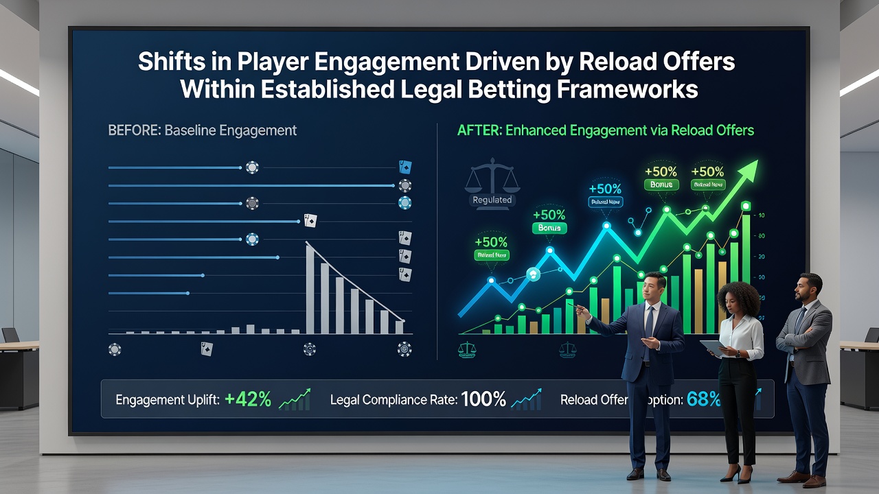 Analytics dashboard from a regulated sportsbook illustrating reload offer impact on retention rates and deposit frequency over several months