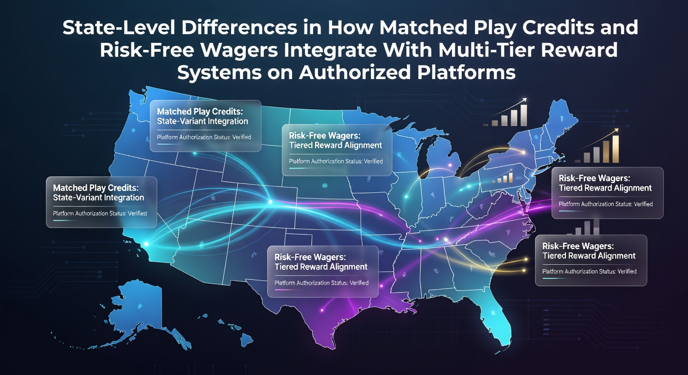 Overview of state-regulated gambling platforms showing matched credits and tiered rewards integration
