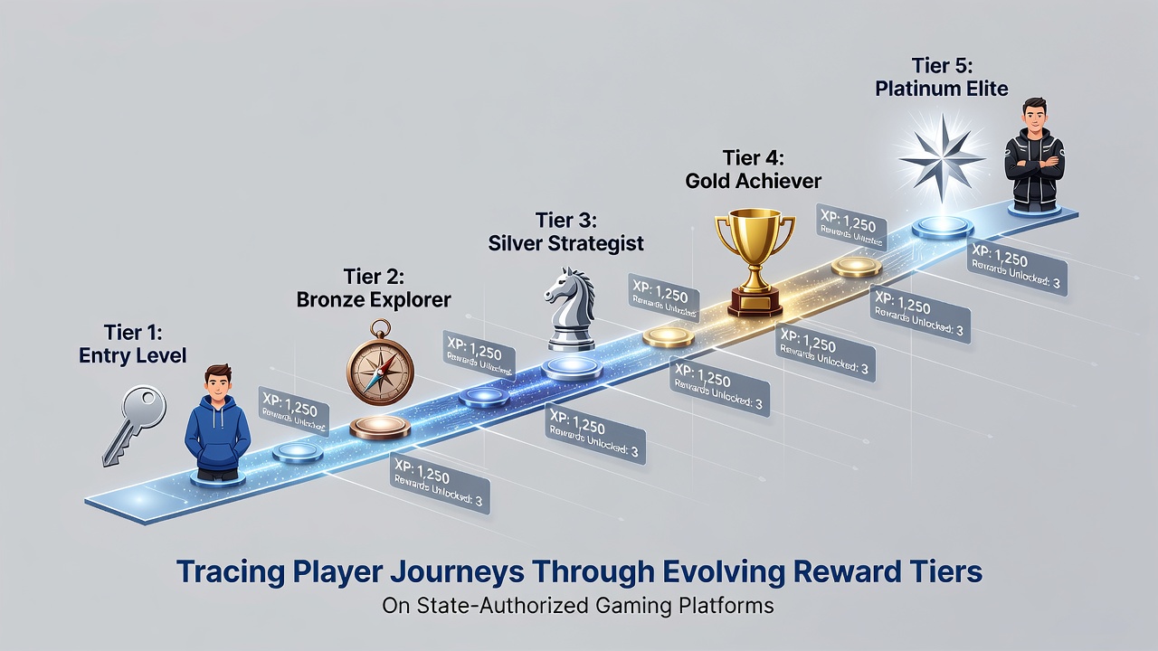 Screenshot showing tier progression dashboard with reward icons and player stats